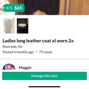 Ladies long leather coat